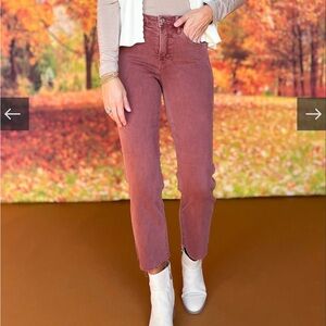 Lovervet By Vervet Maroon High Rise Stretch Crop Straight Jeans size 29